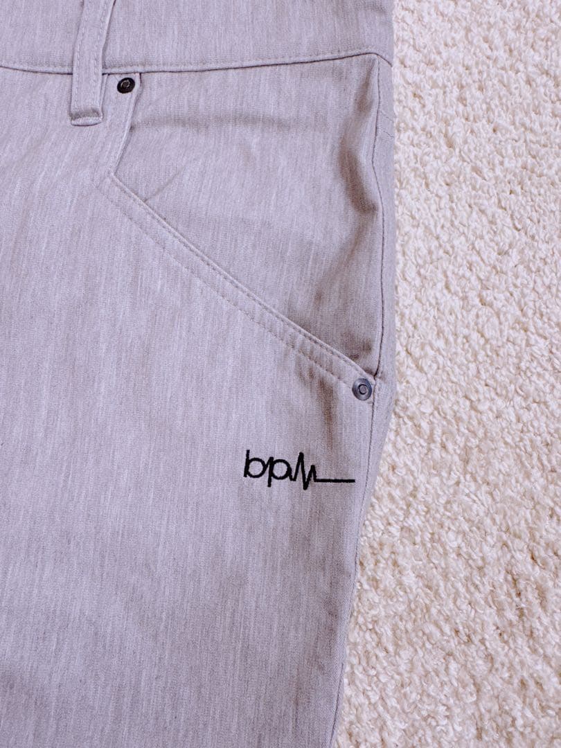 美品!!/春夏ナノユニバースグレー ストレートパンツ bpmロゴ刺繍