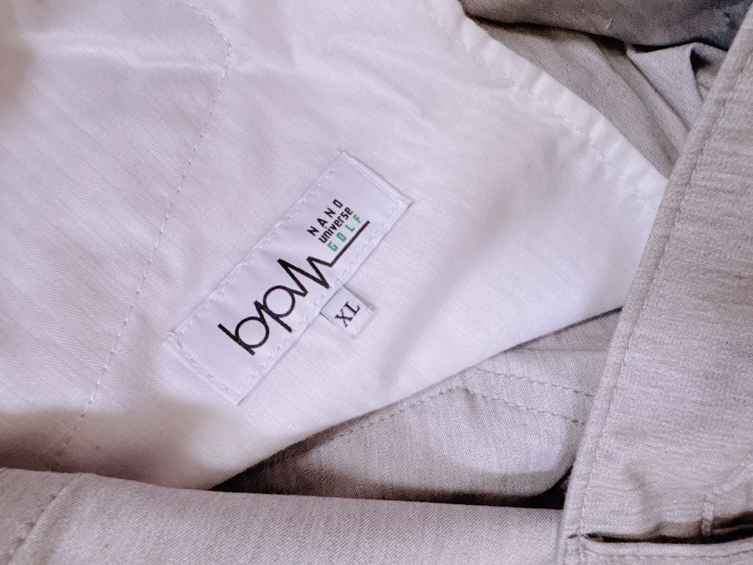 美品!!/春夏ナノユニバースグレー ストレートパンツ bpmロゴ刺繍