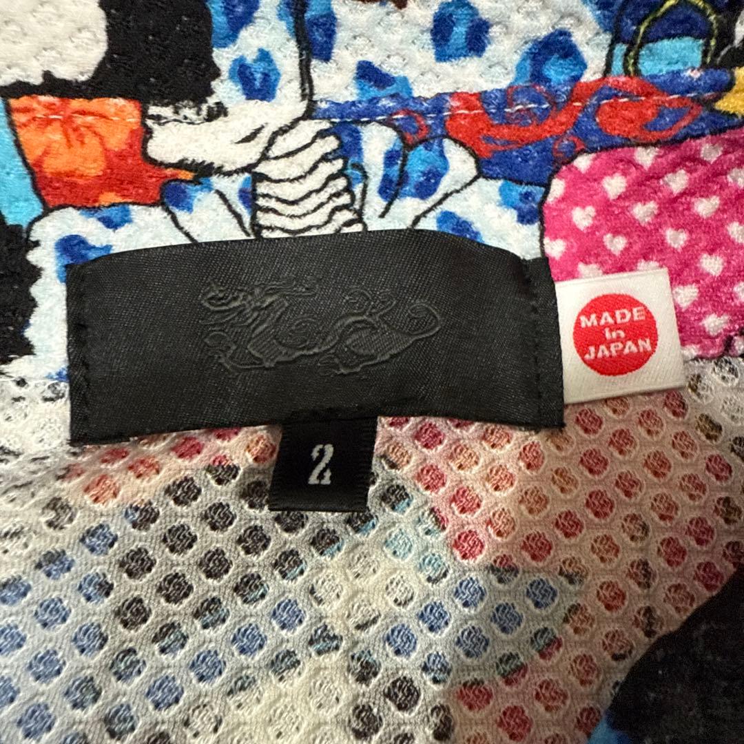 美品　DANCE WITH DRAGON メンズ総柄半袖メッシュポロシャツ　2