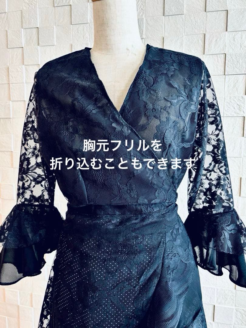 【新作ハンドメイド】フラメンコ衣装 ガウンワンピース 黒レース 【超軽量】