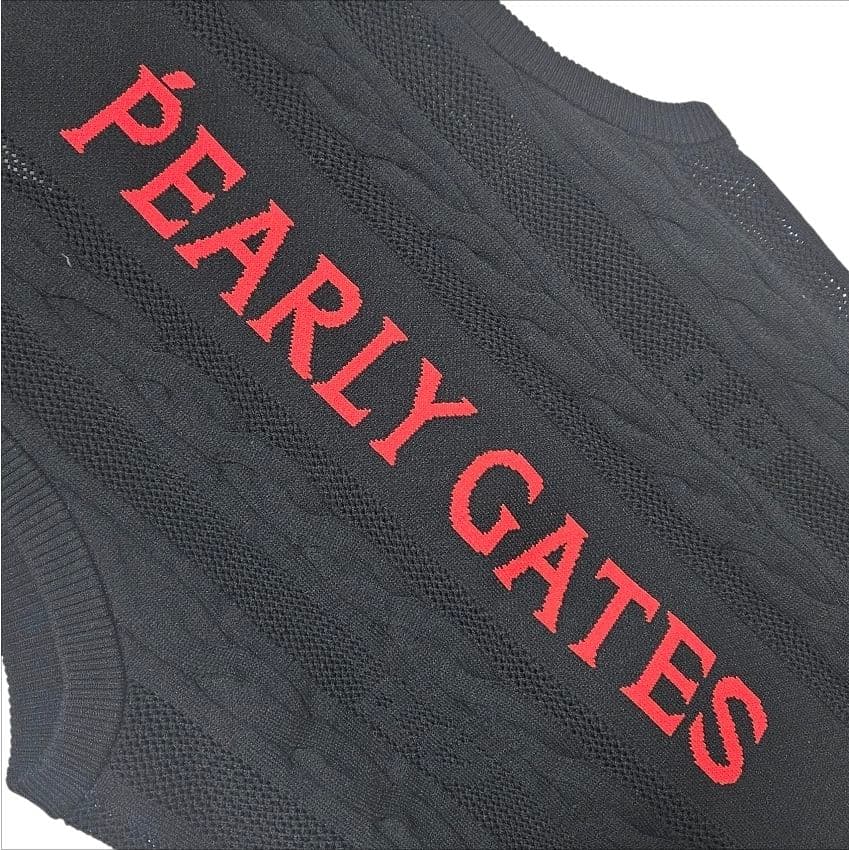 美品 PEARLY GATES レディース ニット ベスト 1(M) ブラック