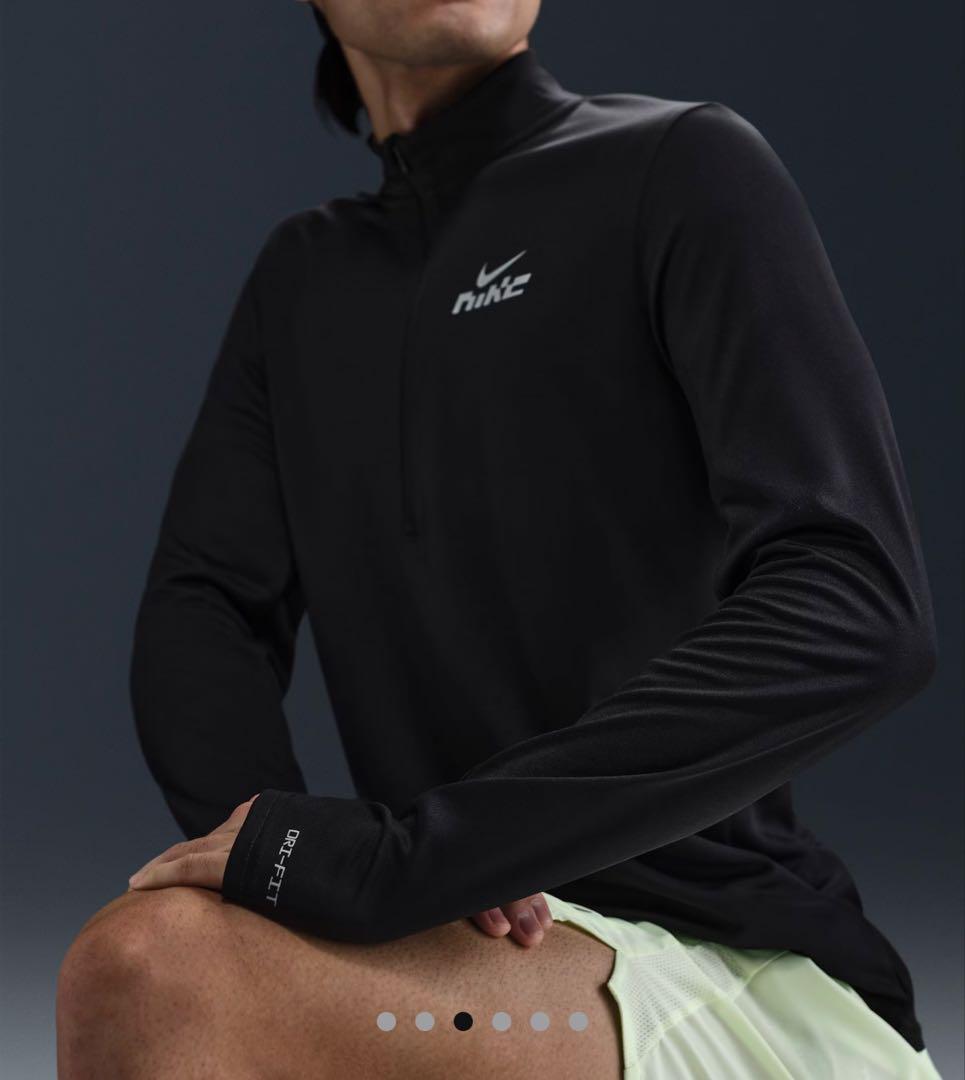 NIKEナイキ　ランニングウェア　長袖　ハーフジップアップシャツ　黒　L 新品