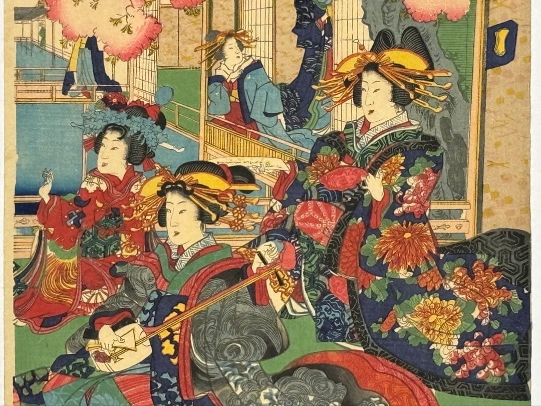 「新島原晩華楼遊女揃」歌川国貞 1969年 3枚続|浮世絵 錦絵 木版画 遊郭
