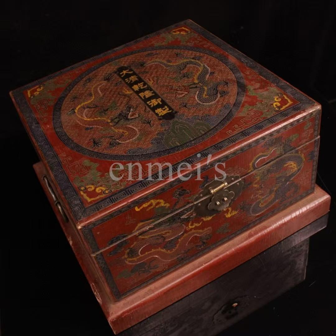珍藏収清代宮廷 乾清宮蔵 極上品 斗彩磁碗 多色花柄 陶磁器 ボウル 老漆器箱付