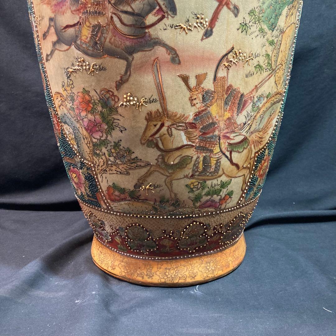 《金彩飾り壺》騎馬武者絵 金彩 飾り壺 大壺 高さ約62cm
