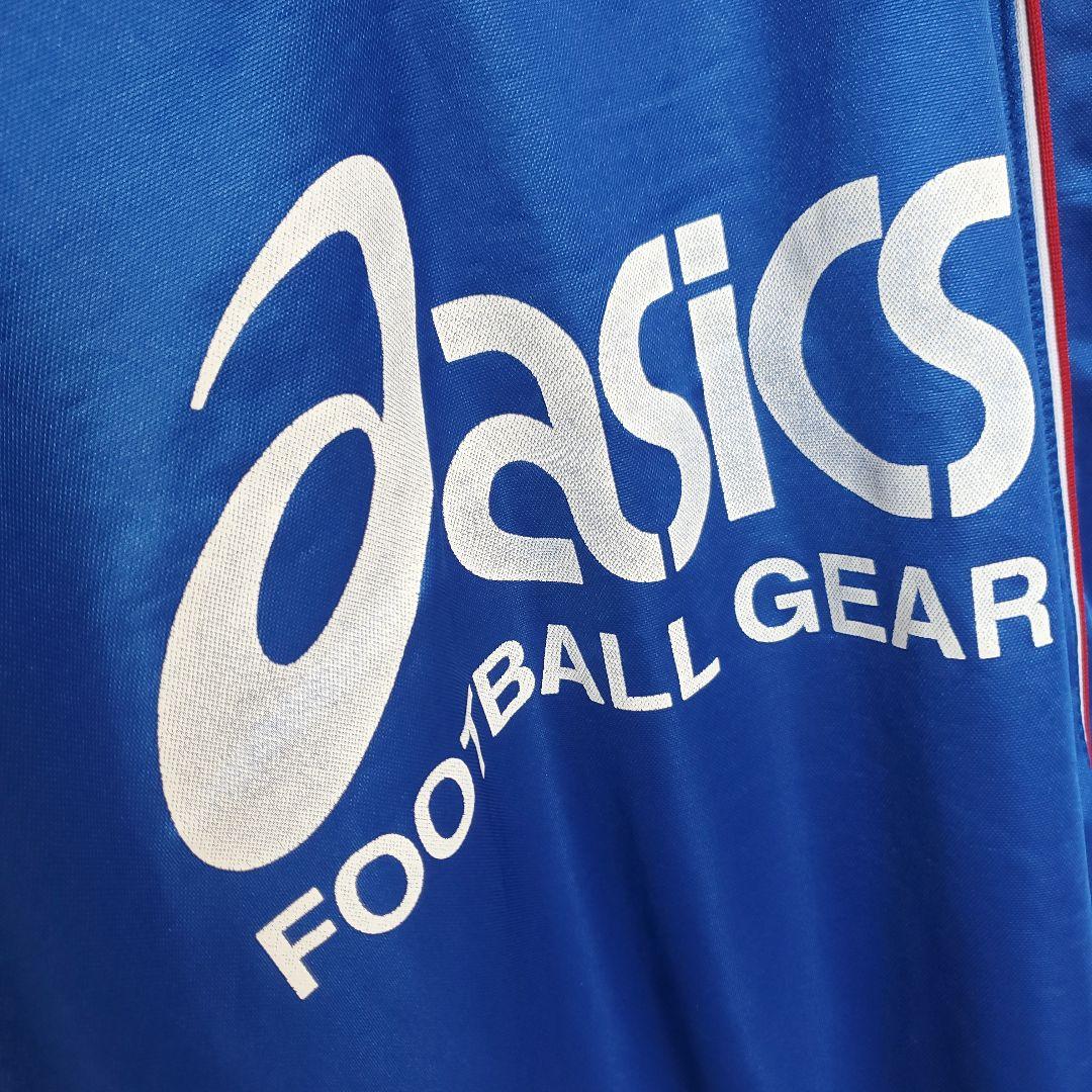 90s asics FOOTBALL GEAR ウェア ロンT ゲームシャツ 青