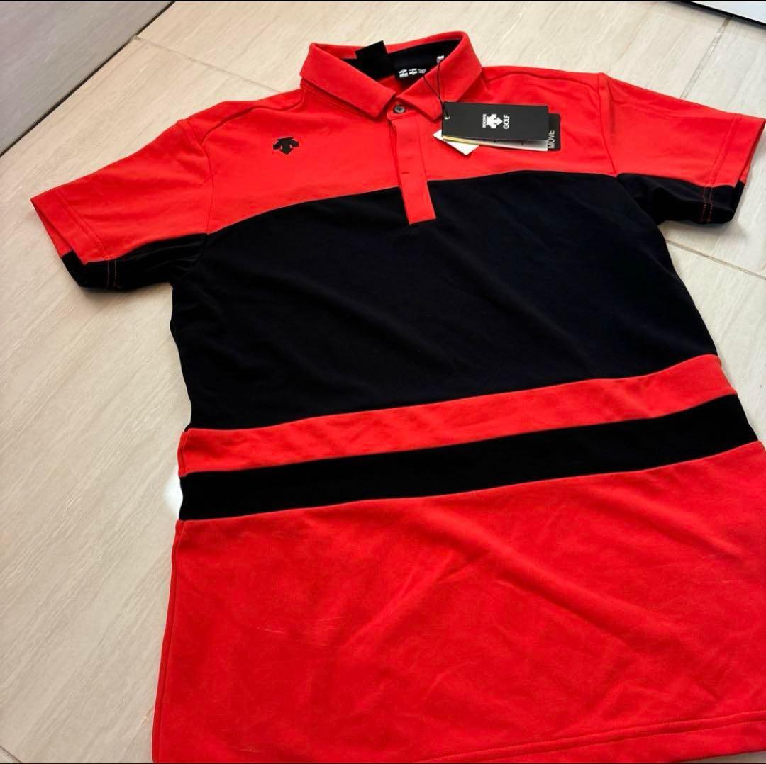 新品DESCENTE GOLF ポロシャツ Mサイズ 赤黒