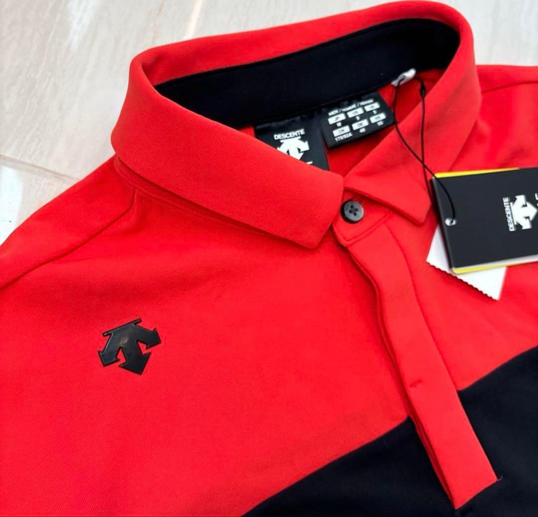 新品DESCENTE GOLF ポロシャツ Mサイズ 赤黒