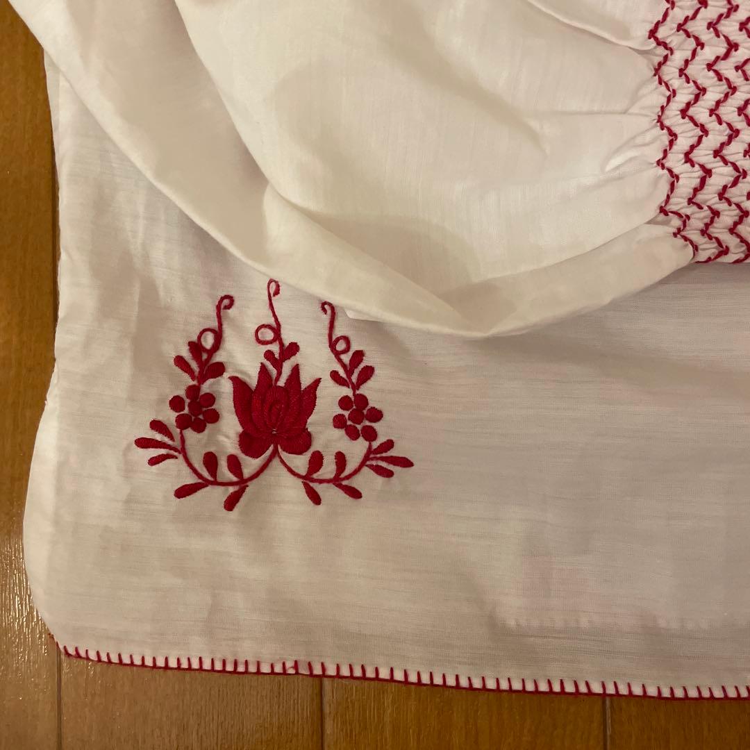 【スイス製】Tramo 刺繍 長袖 ブラウス ホワイト