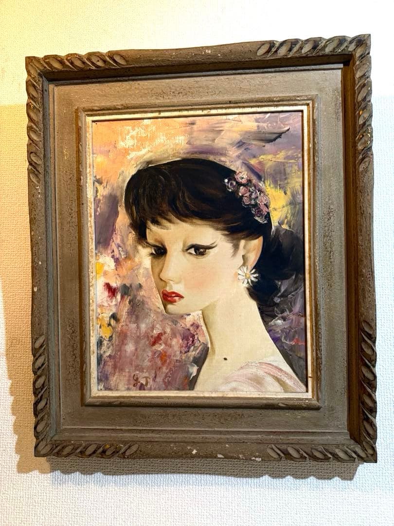 肉筆油彩画　直筆サインあり　年代物