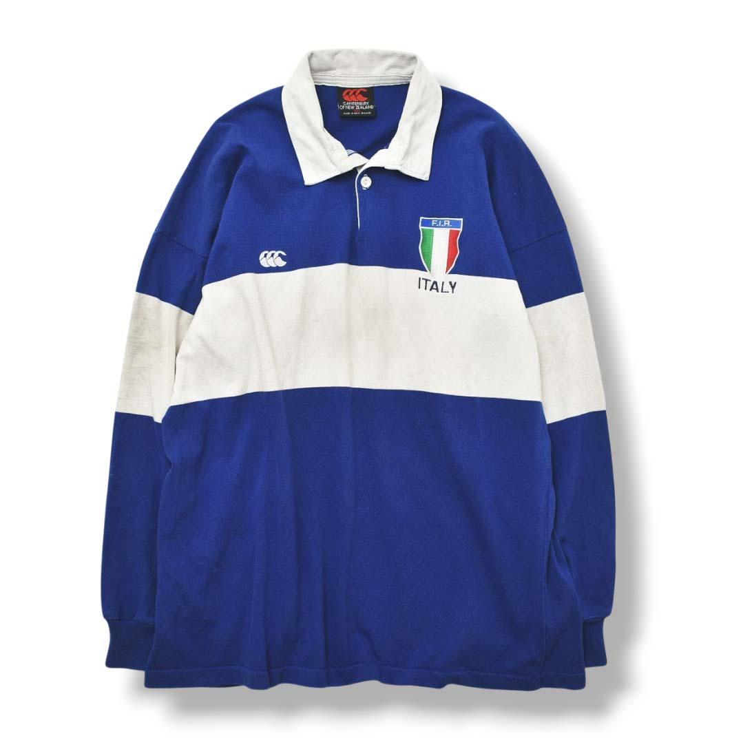 90s NZ製 カンタベリー 長袖 ラガーシャツ イタリア代表 2XL ボーダー