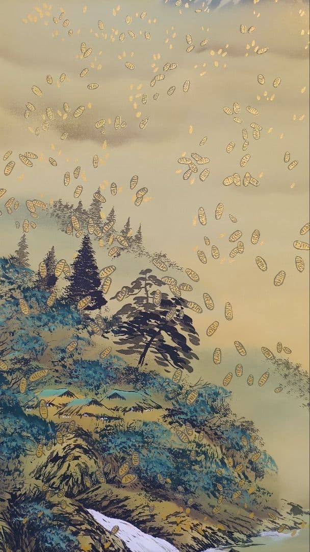 ご希望額まで値下げ～@霊峰富士山 縁起物日本画(跳馬・小判・鷹茄子)複製掛軸3本