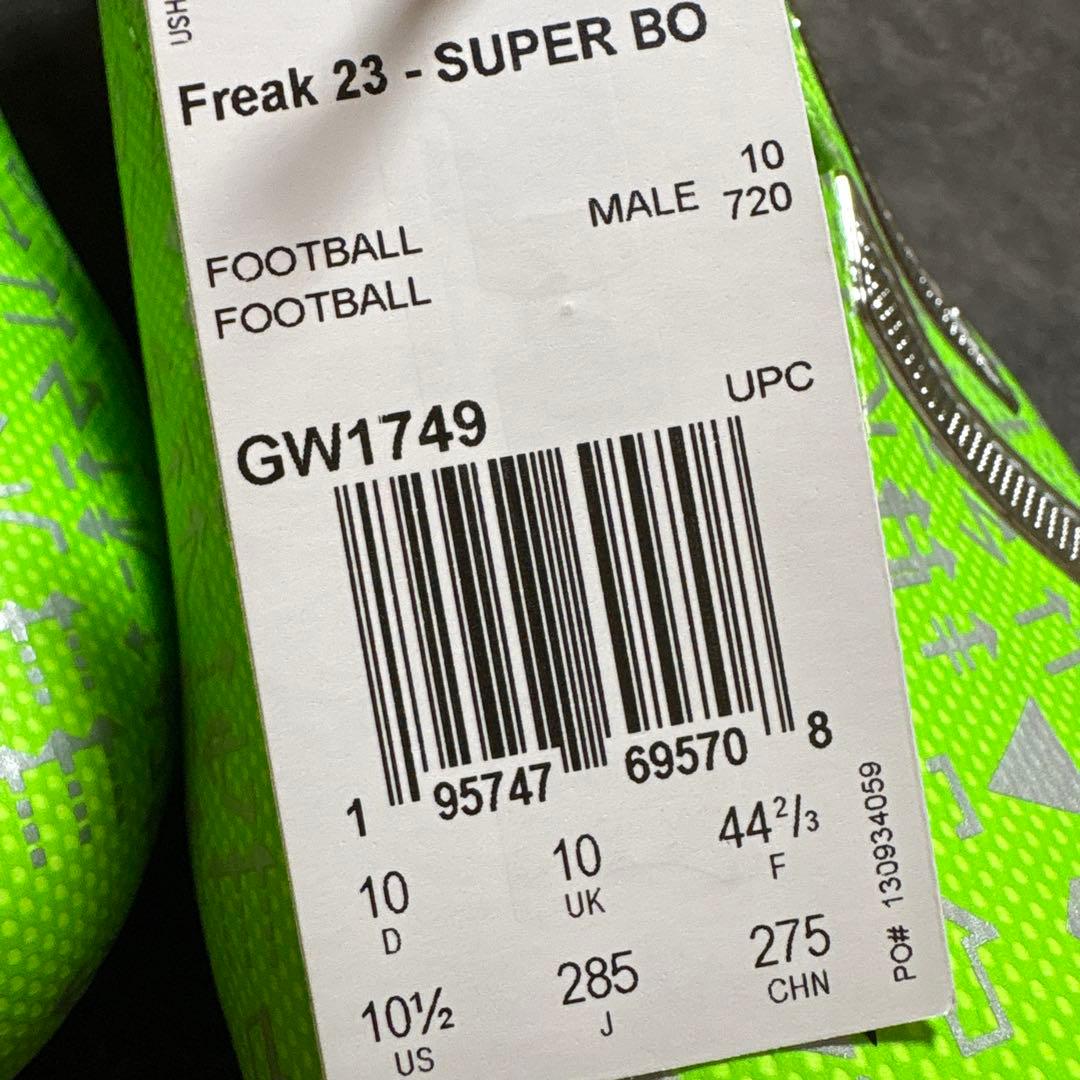 アディダス　adidas 蛍光グリーン ハイカット スパイク　28.5㎝