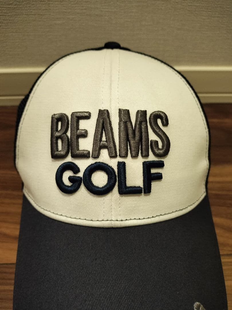 BEAMS GOLF キャップ ホワイト/ネイビー
