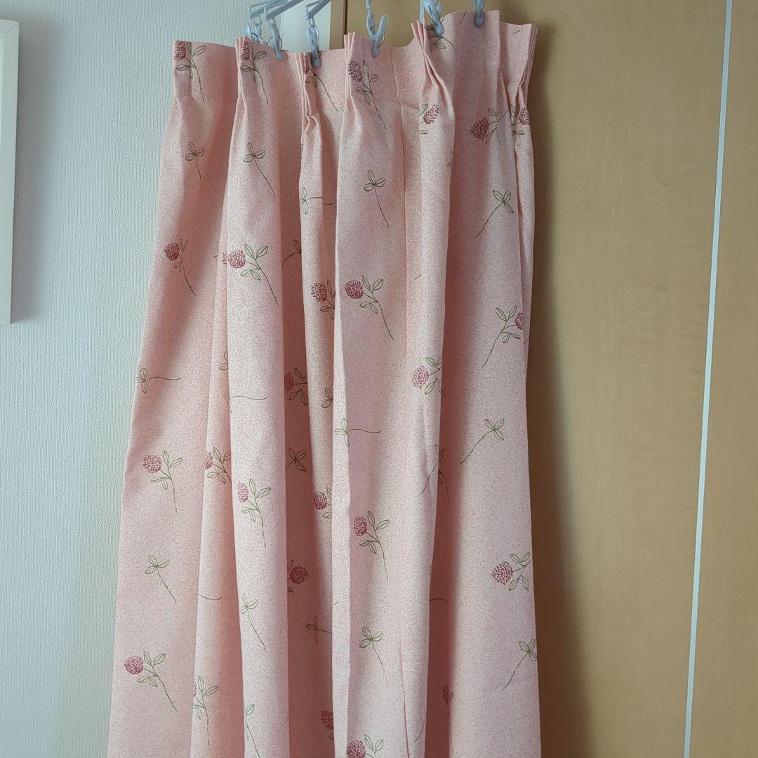 オーダーカーテン240cm✕120cm✕2枚ドレープカーテンピンク花柄　高品質