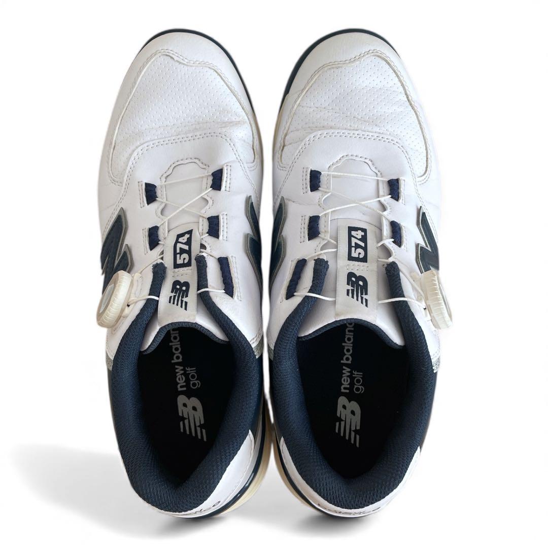 New Balance ゴルフシューズ　574 ホワイト　ネイビー　24.5㎝