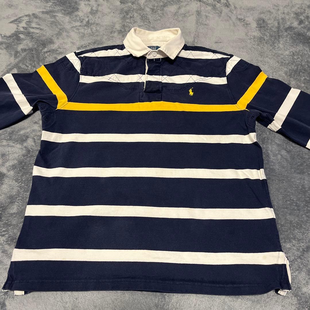 90S Ralph Lauren ラガーシャツ ネイビー/ホワイト/イエロー