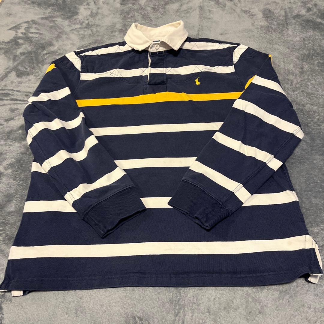 90S Ralph Lauren ラガーシャツ ネイビー/ホワイト/イエロー