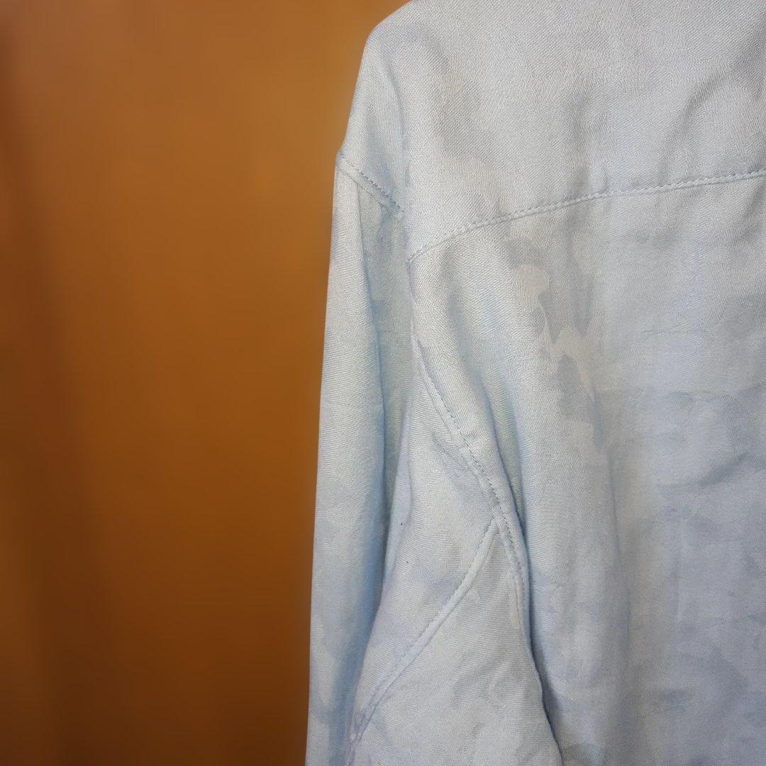 【新品・未使用品】r by reric シャドー織カモ柄長袖シャツ水色 Lサイズ