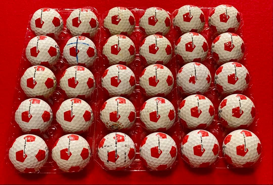 M109【中古ゴルフボール】キャロウェイ/クロムソフト 《サッカー柄》赤30個
