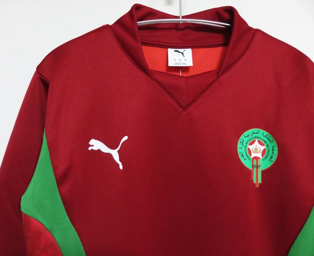 新品 PUMA サッカー モロッコ代表 プレマッチ スウェットトップ S