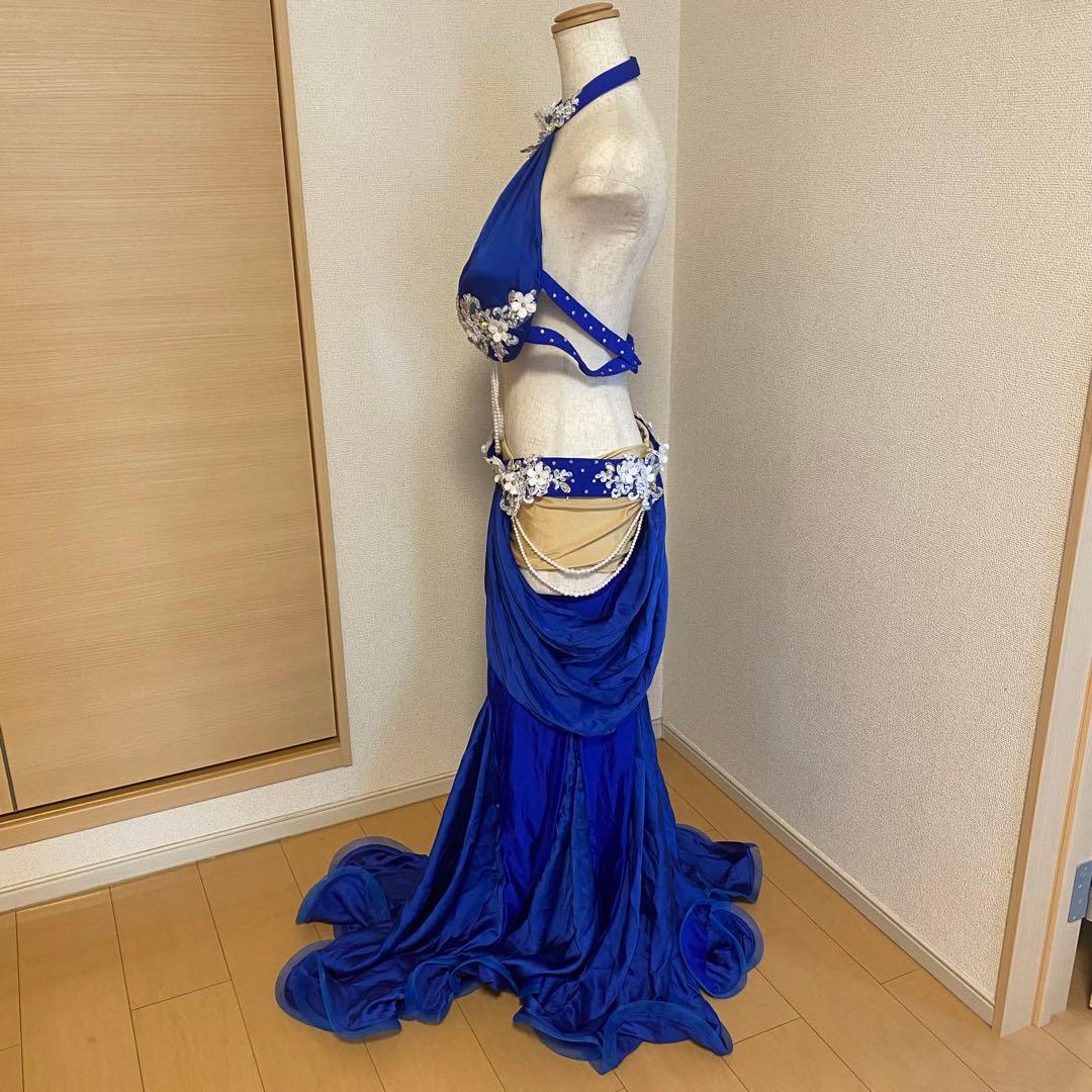 ベリーダンス　XXL 衣装　青　ホルターネック
