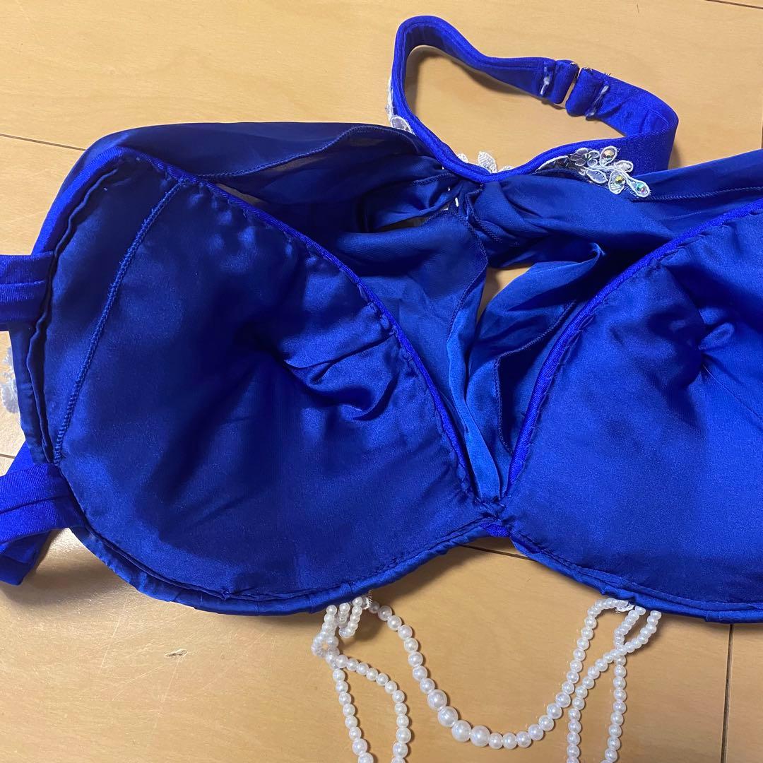 ベリーダンス　XXL 衣装　青　ホルターネック