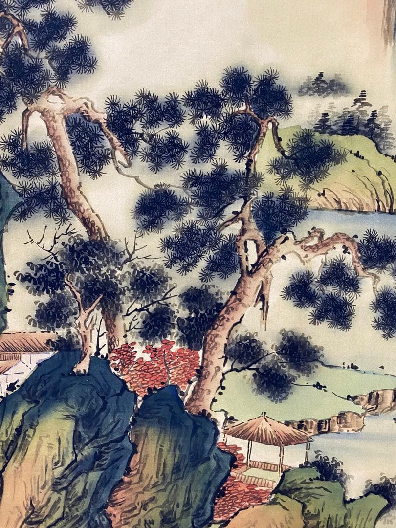 仇英 松風瀑影 中国画 掛け軸 水墨画 和室 玄関 茶室 壁掛け 美術品