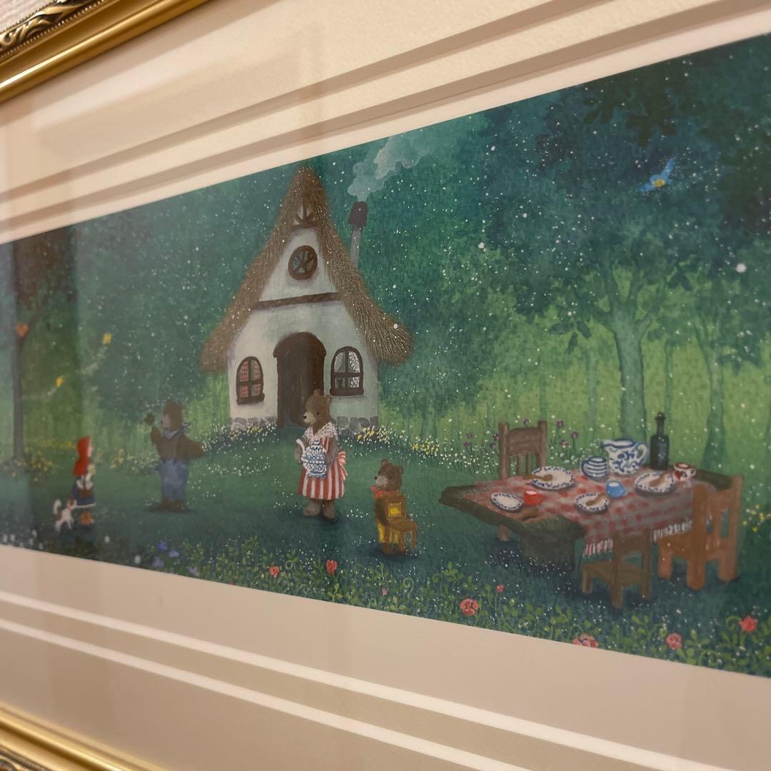 横山真弥 版画（アーカイバル） 3びきのくまさん…ある日のお客さま 7808