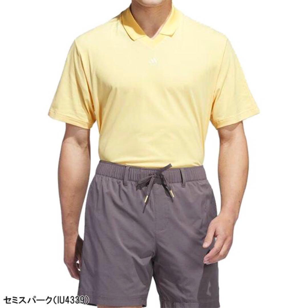 【adidas GOLF/アディダス】Vネック ツイストニット半袖シャツ・L黄色