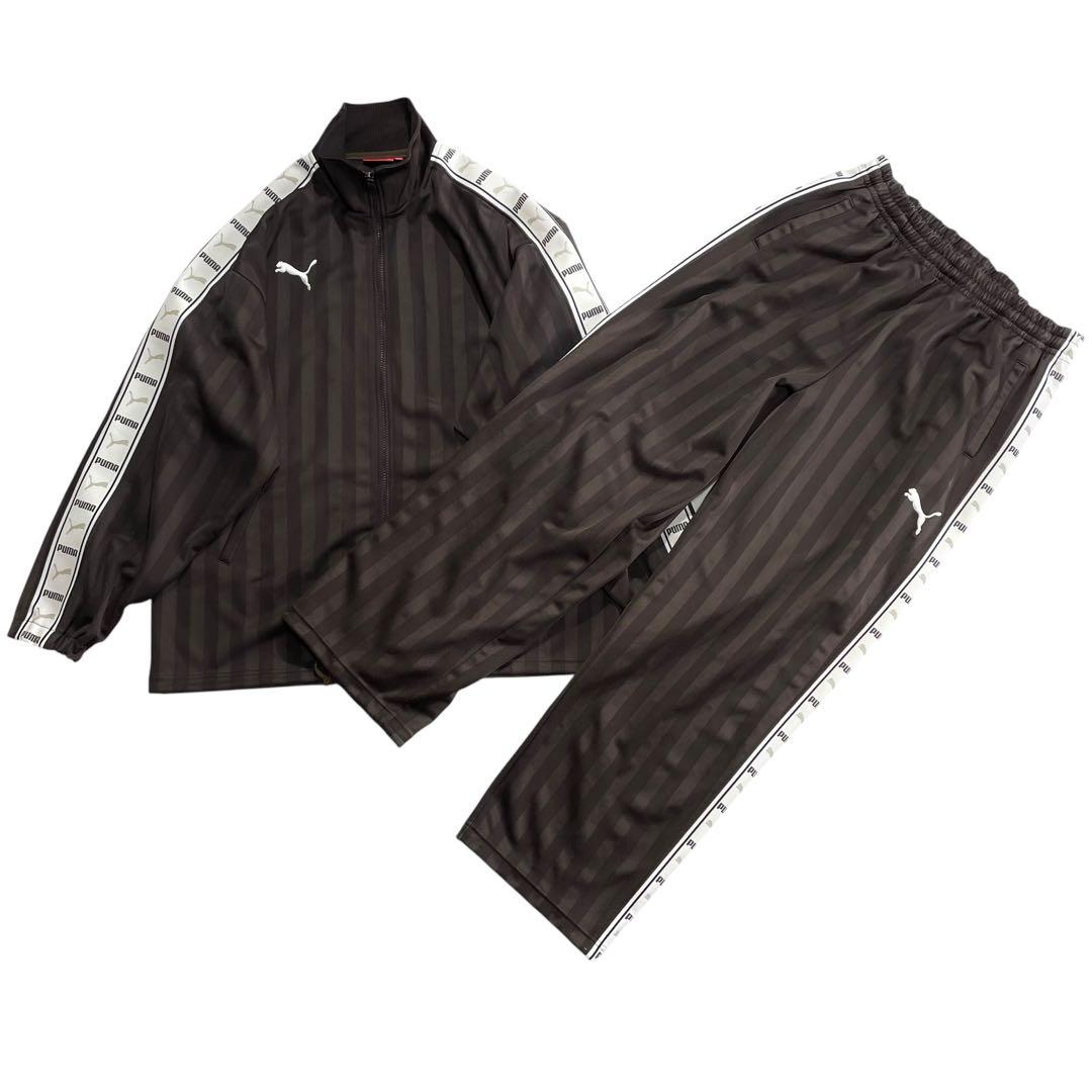 PUMA ジャージ セットアップ L/O こげ茶 白 ストライプ 上下
