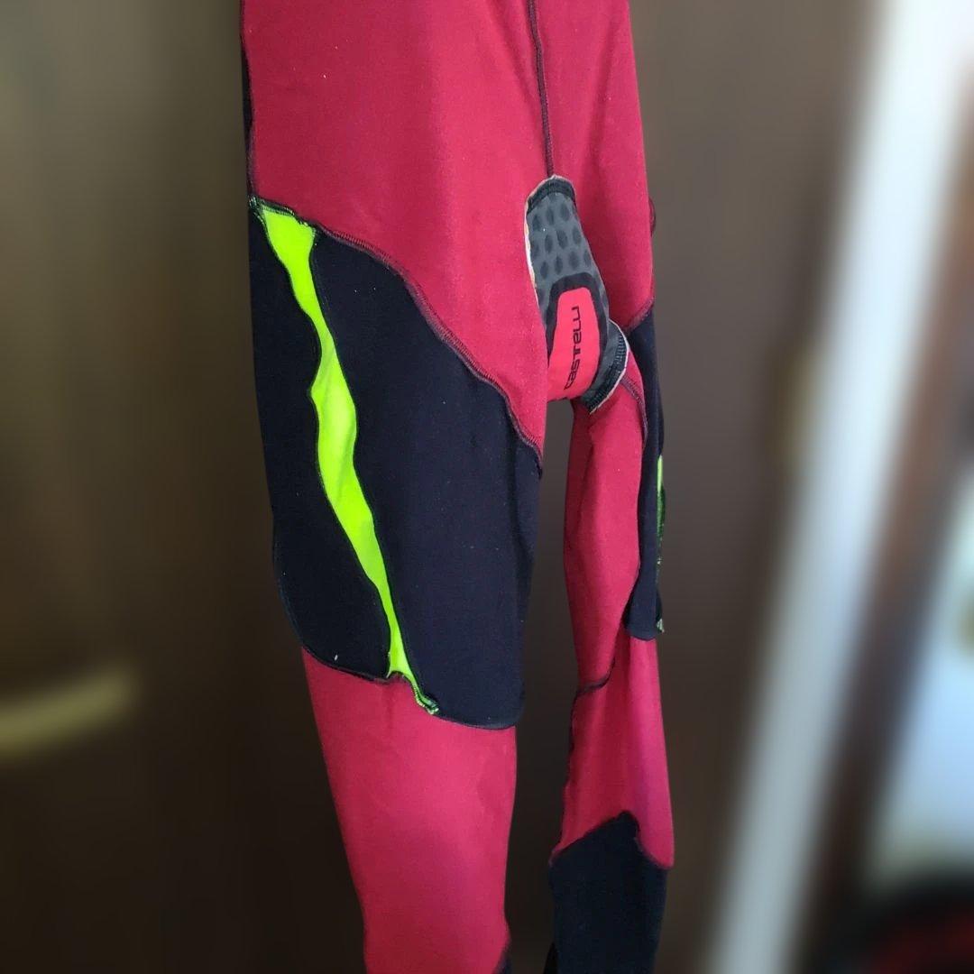 Castelli ビブタイツ ブラック/イエロー 裏起毛 防風 防寒