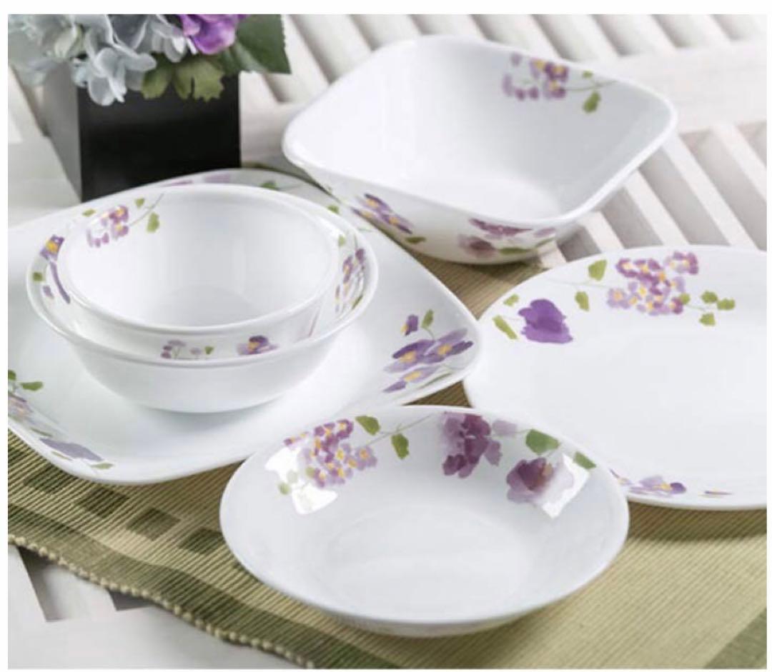 corelle コレール　スクエア大ボウル　バイオレットミスト　4枚