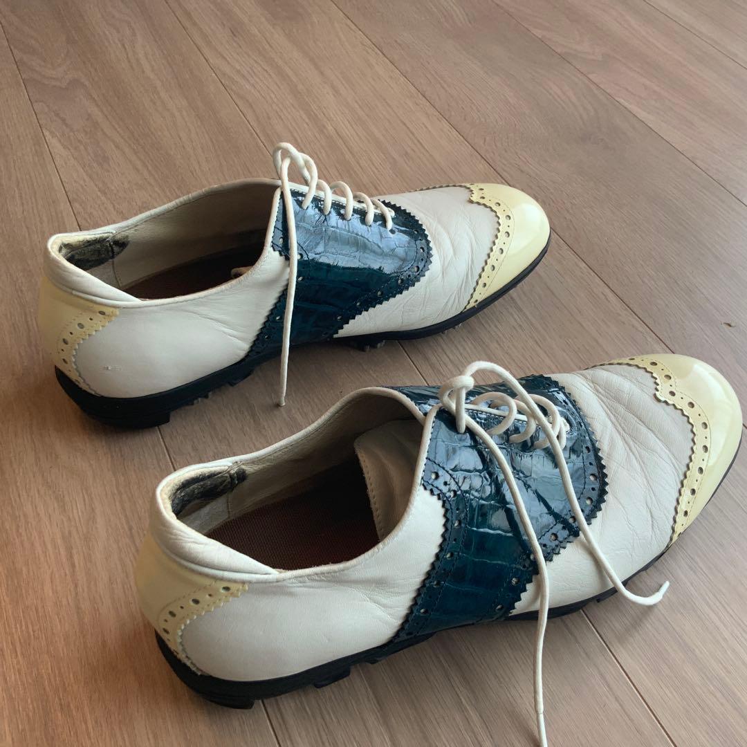 LANVIN SPORT ゴルフシューズ　ホワイト/ブルー　メンズ