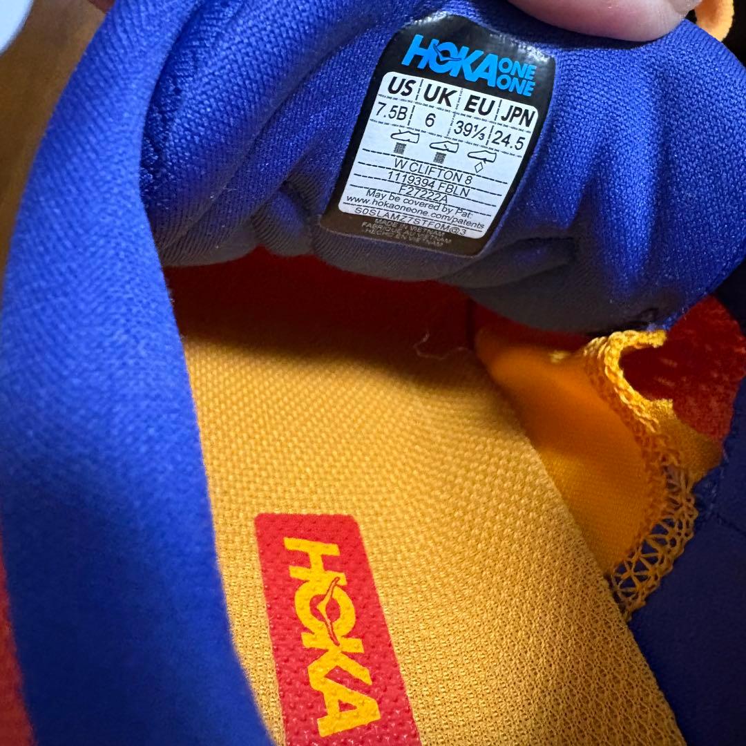 HOKA ホカランニングシューズ クリフトン8 オレンジ 24.5cm ★美品
