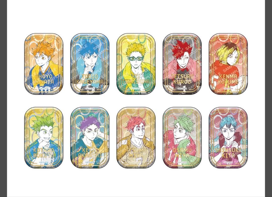 ハイキュー！！スクエア缶バッジ　BOX オフショット×カラー第一弾、第二弾