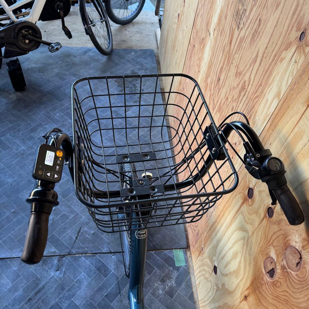 電動アシスト自転車 ダークブルー 前カゴ付き バッテリー16ah