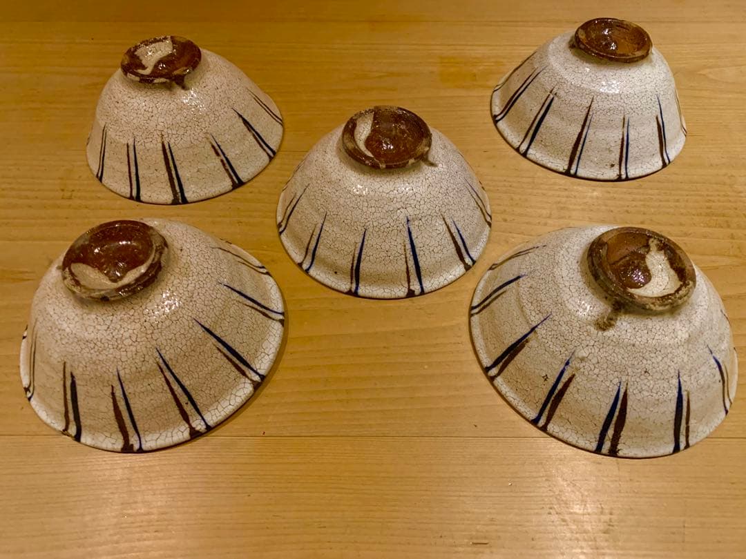 木俣薫 麦藁手 飯碗/小鉢 5客セット 貫入 陶芸 作家もの