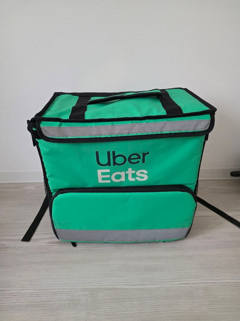 Uber Eats 配達用バッグ 大容量 グリーン　カゴ付き