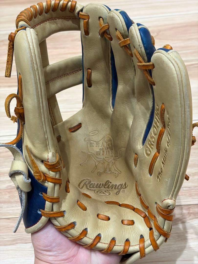 値下げ交渉伺います　Rawlings 軟式グローブ 青/ベージュ