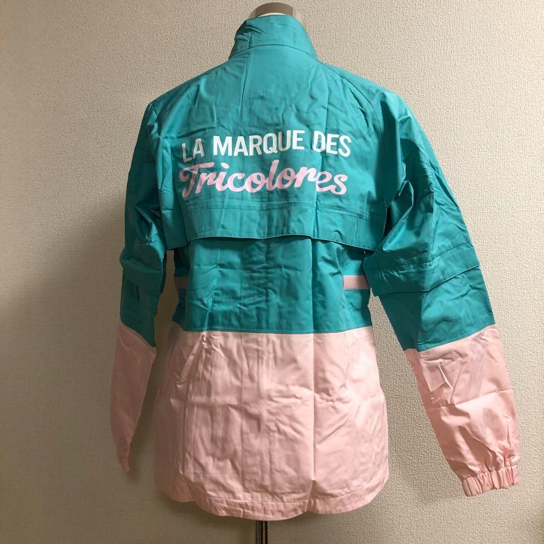 美品 ルコックゴルフ◆ジップ 2way レインウェア◆グリーン ピンク Mサイズ