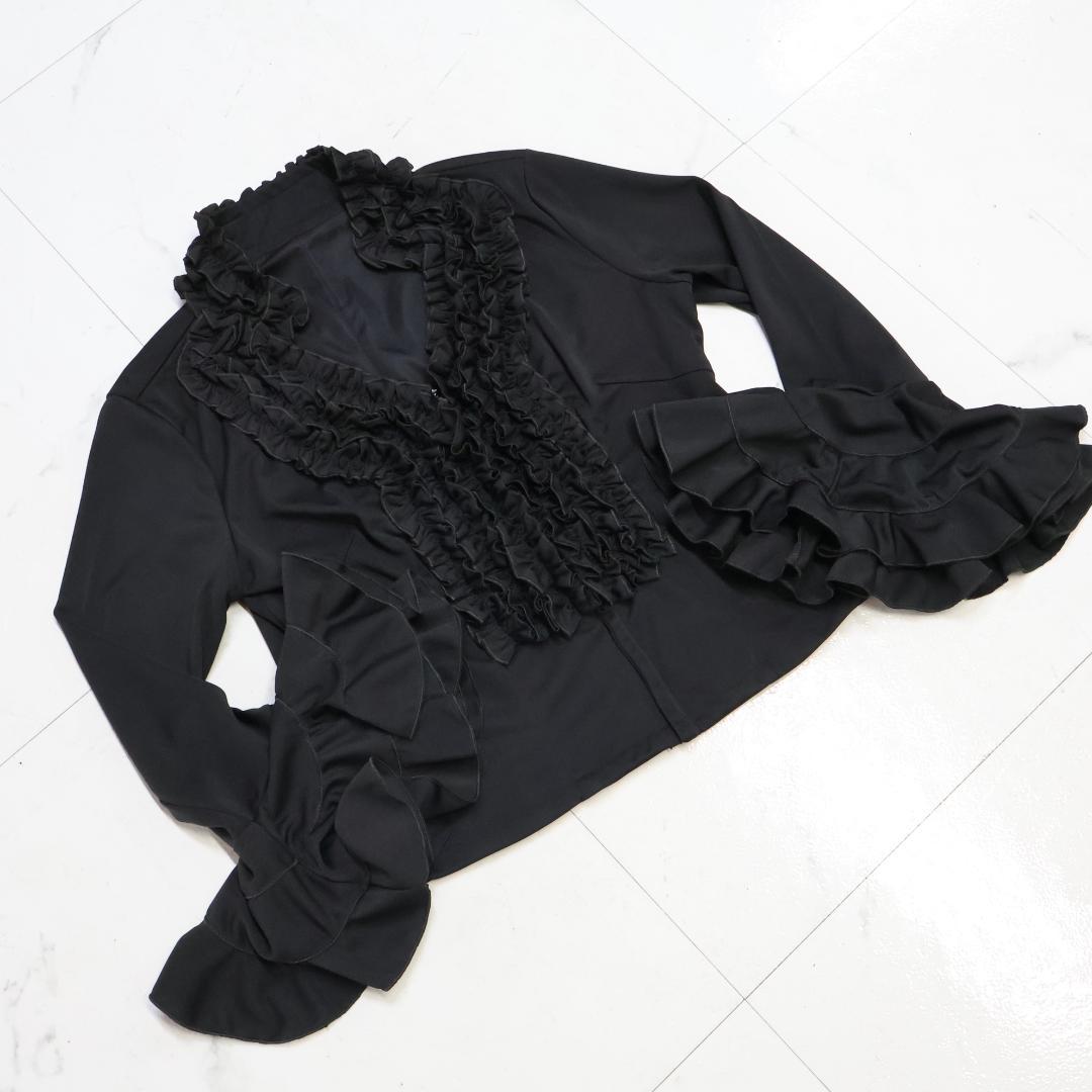 【美品 フラメンコ衣装】ブラック leirena トップス ブラウス 黒 長袖