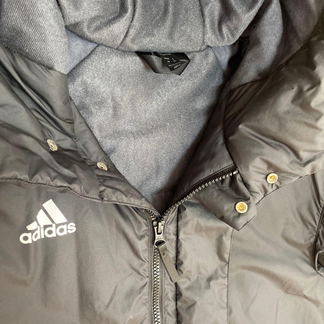 adidas フード付きスーパーロングベンチコート 黒