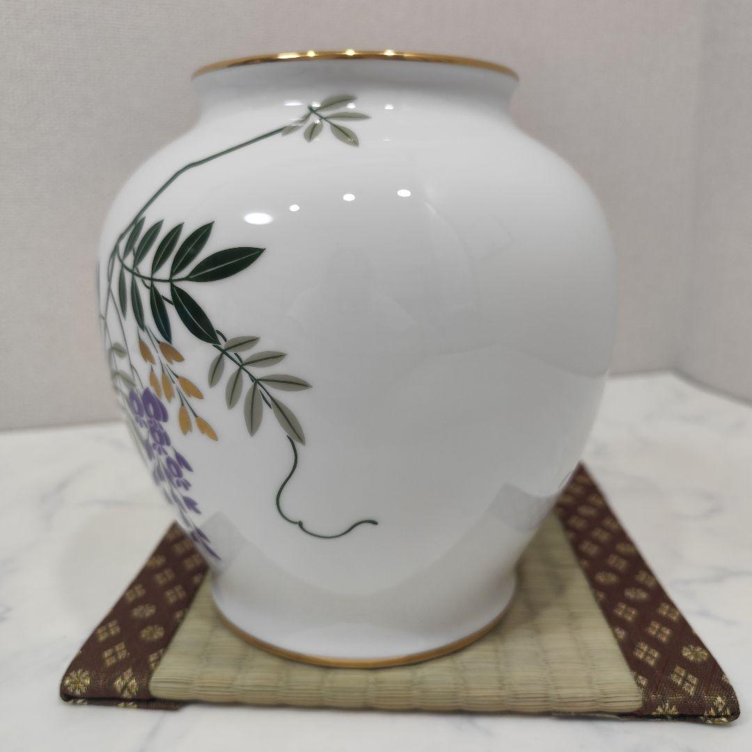 [希少] OKURA 大倉陶園 花器 花瓶 藤の花 フラワーベース 金彩