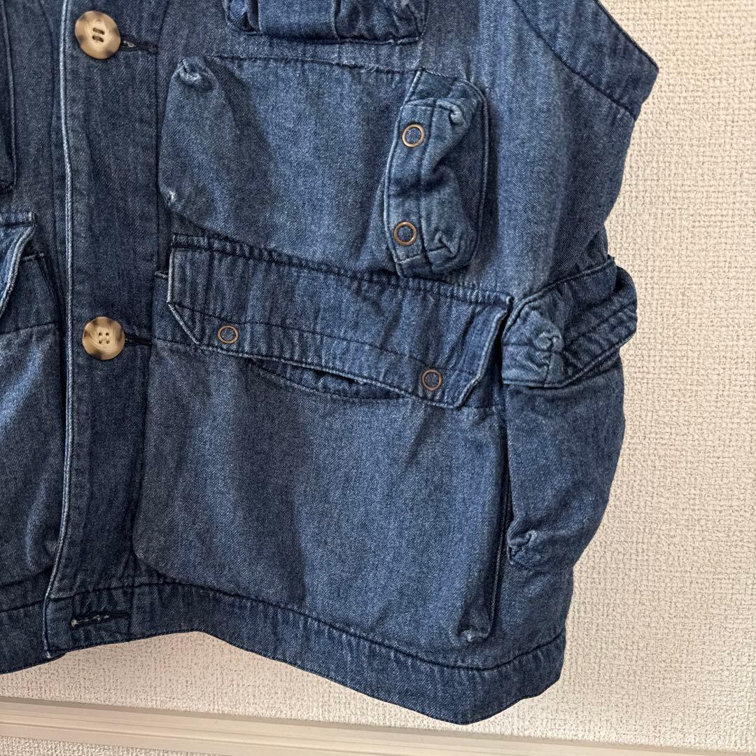 希少 レア タバスコ 背面刺繍 デニム風ベスト L 身幅広め ヴィンテージ90s