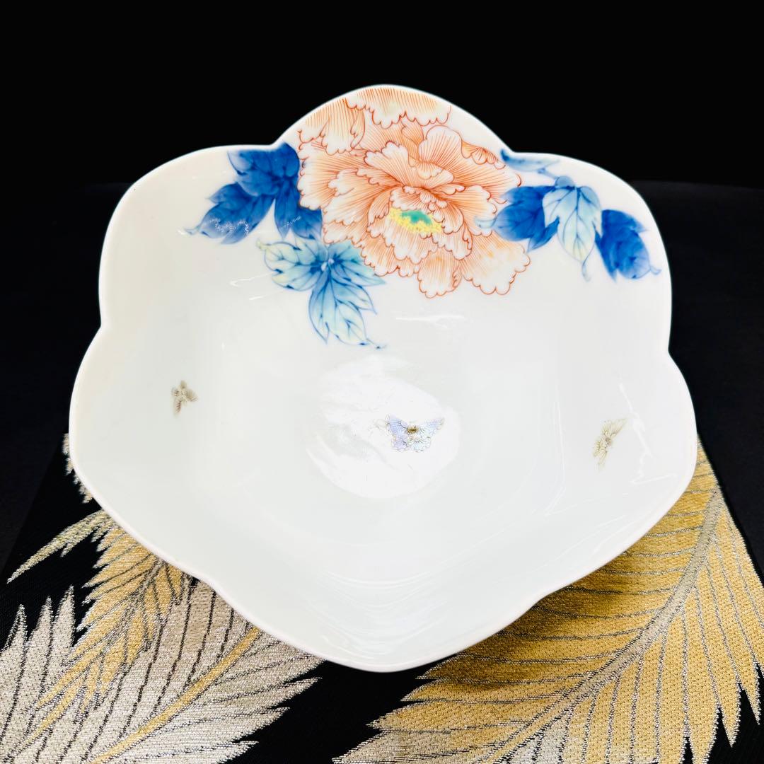希少オールド　有田焼　深川製磁　宮内庁御用達　牡丹絵輪花　大碗　鉢　 1客　昭和