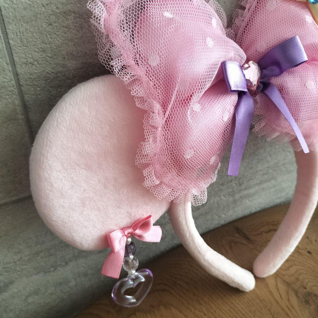 【美品】ディズニー ミニー イヤリング カチューシャ ピンク リボン