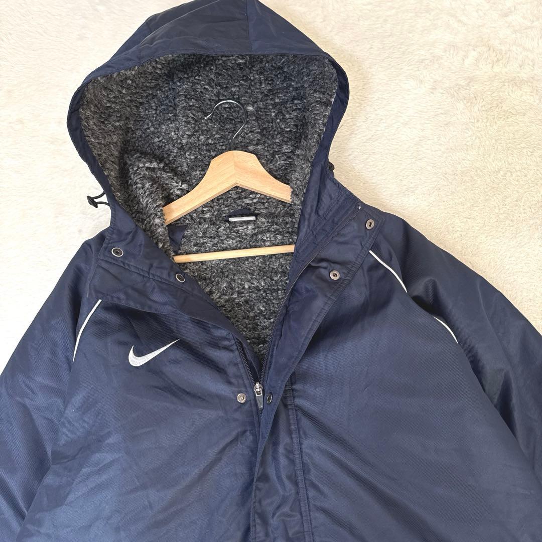 NIKE Nナイキ ベンチコート ロング バックデカロゴ 裏起毛 フード