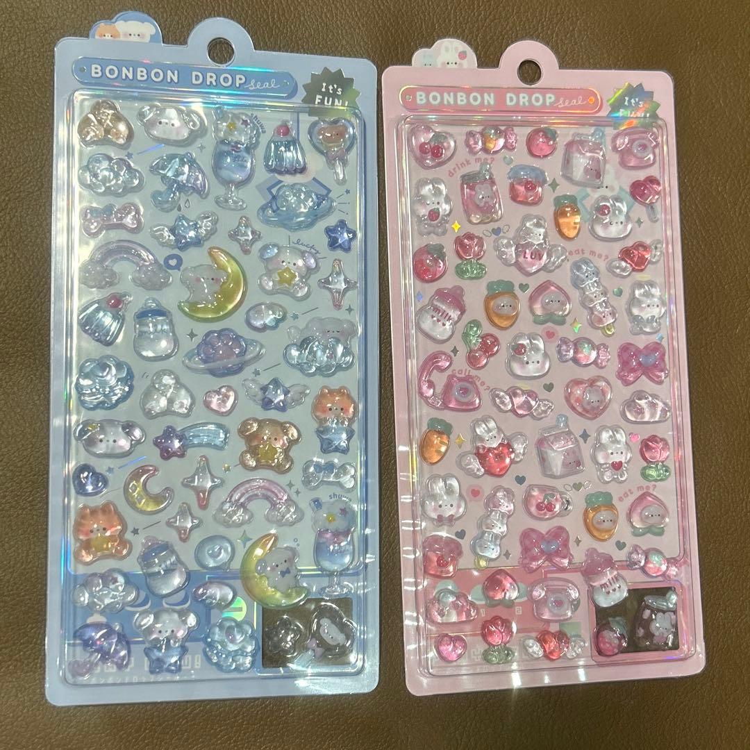 ボンボンドロップシール　めろめろ　わんわん　ももいろ　ねこねこ　他　８枚セット