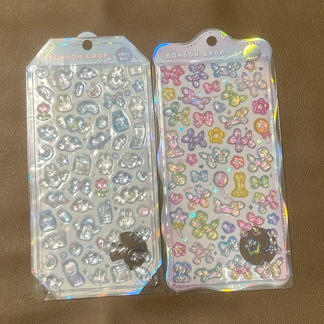 ボンボンドロップシール　めろめろ　わんわん　ももいろ　ねこねこ　他　８枚セット